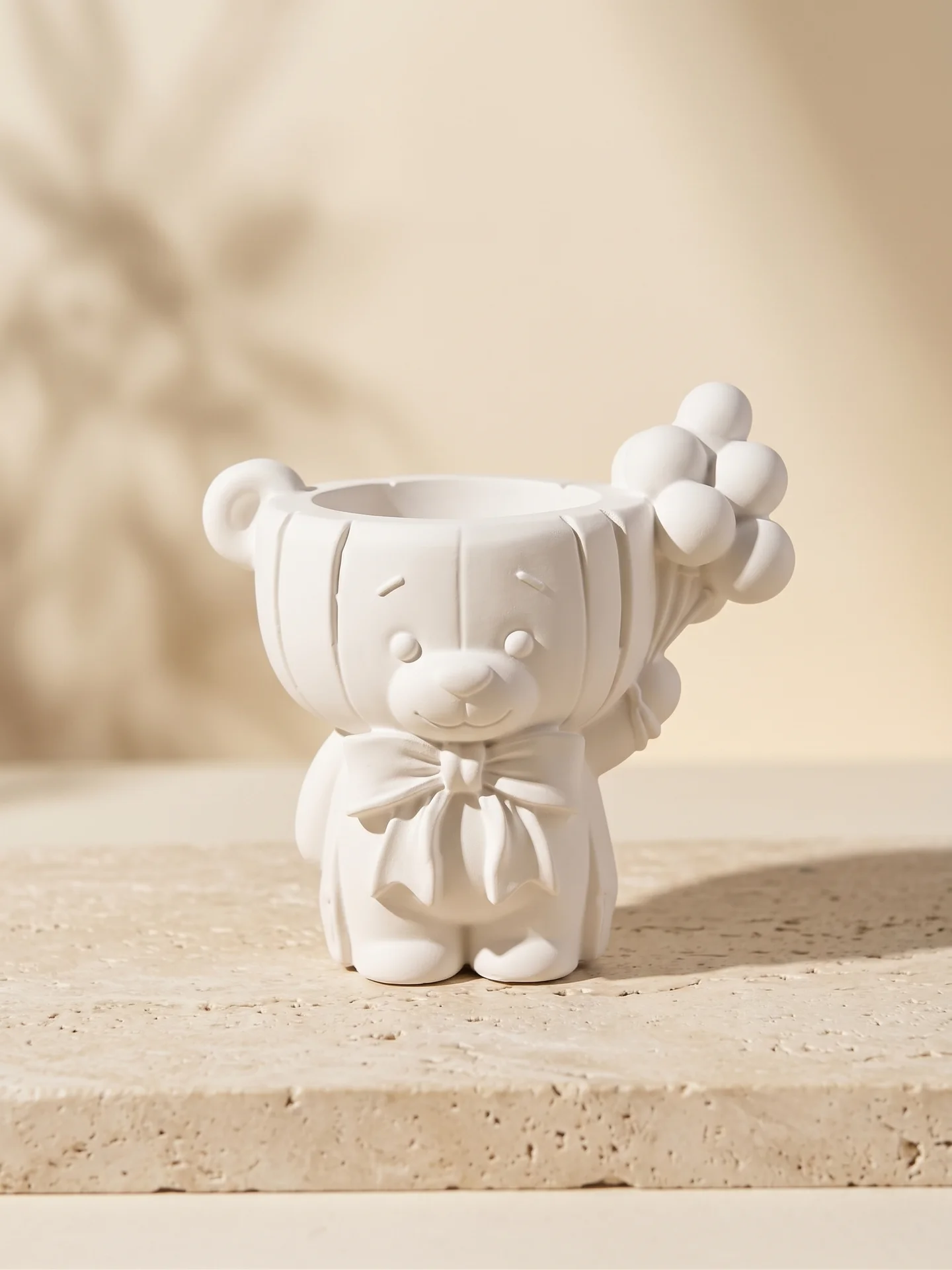Osito con Globos de yeso cerámico blanco ZEVELLA