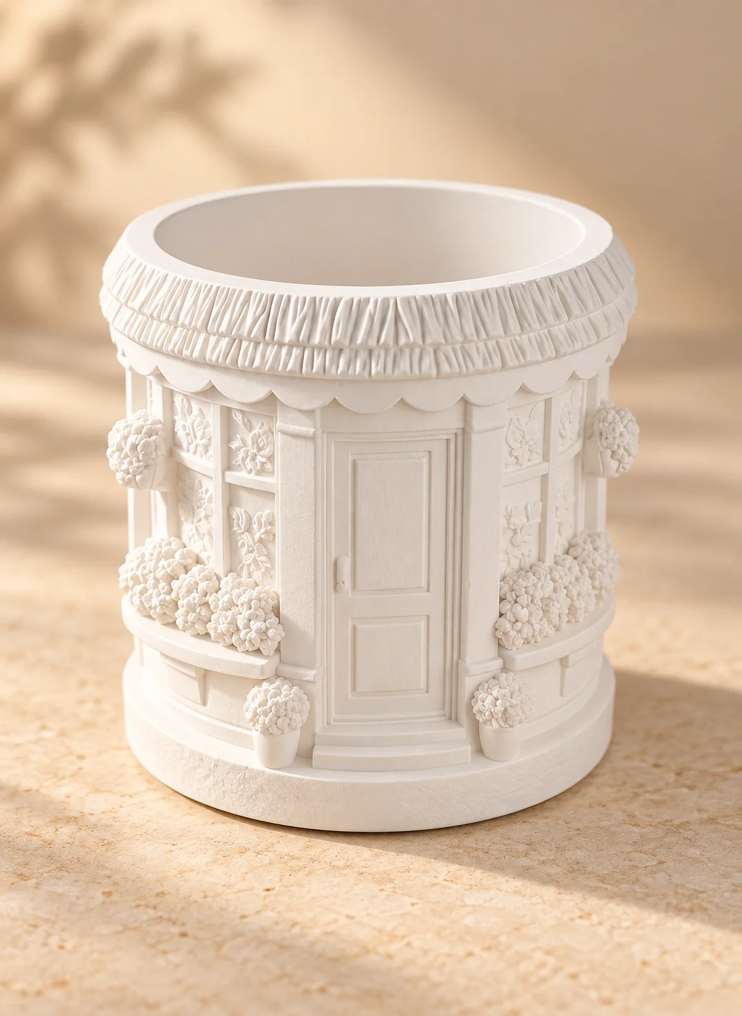 Macetero Boutique de yeso cerámico blanco ZEVELLA