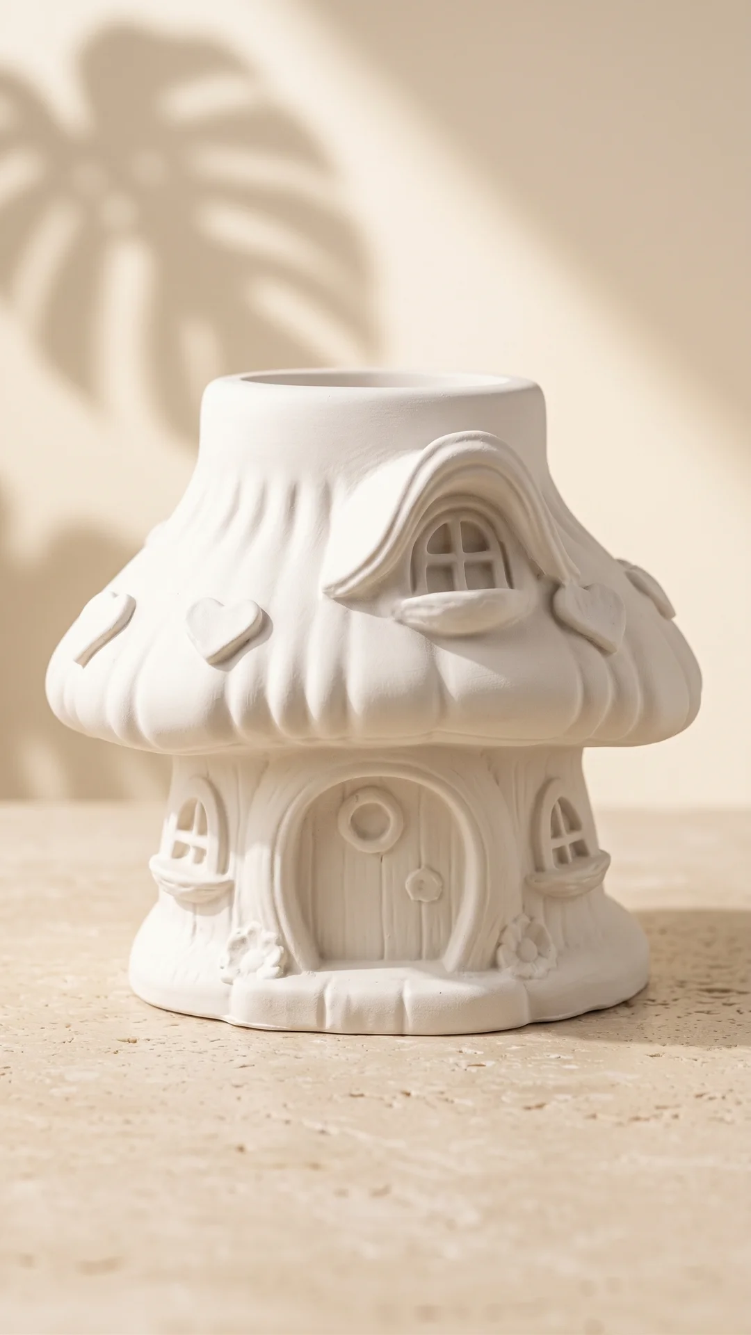 Casita hongo de yeso cerámico blanco ZEVELLA