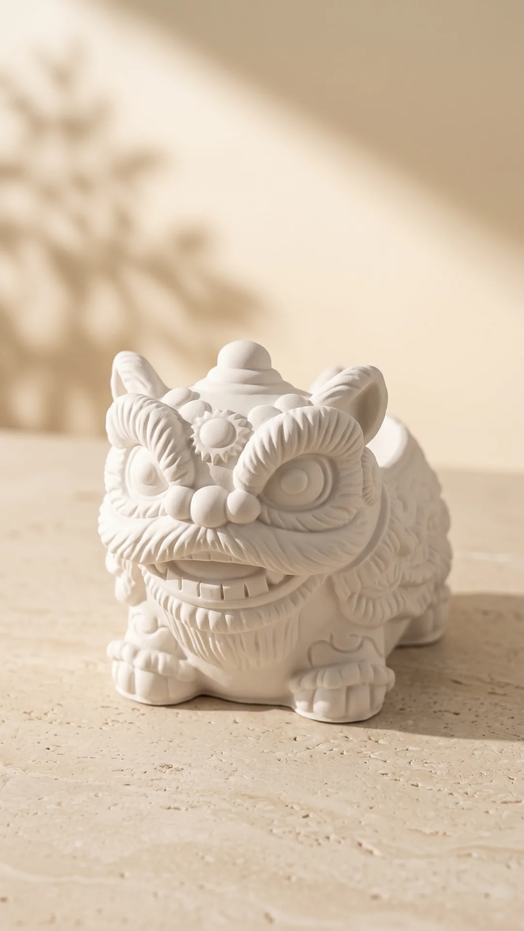 Maceta Escultural Dragón Guardián de yeso cerámico blanco ZEVELLA