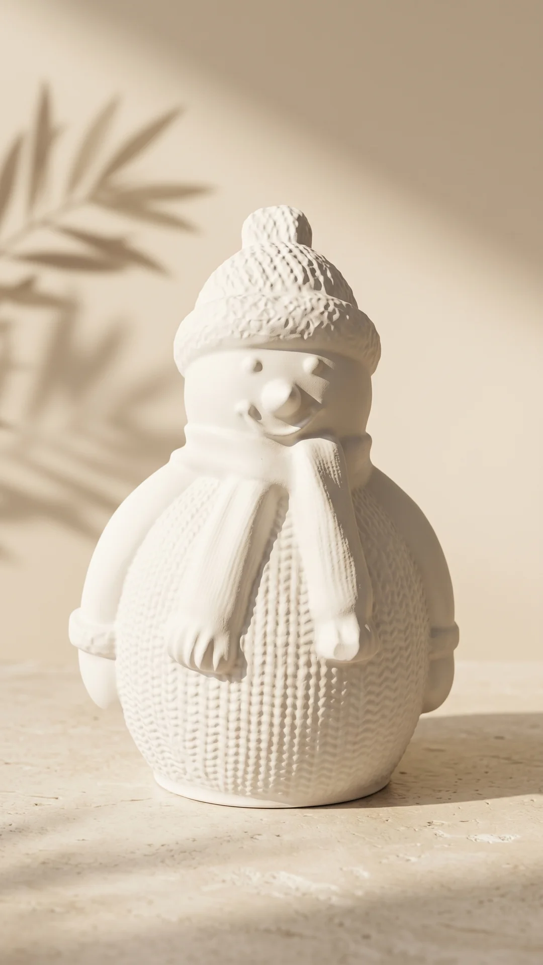 Muñeco de nieve de yeso cerámico blanco ZEVELLA